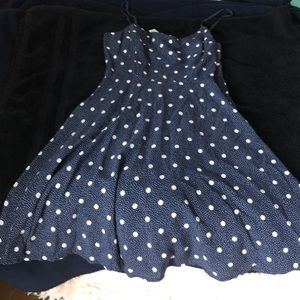 Old Navy Fit & Flare Blue Polka Dot Dress Small